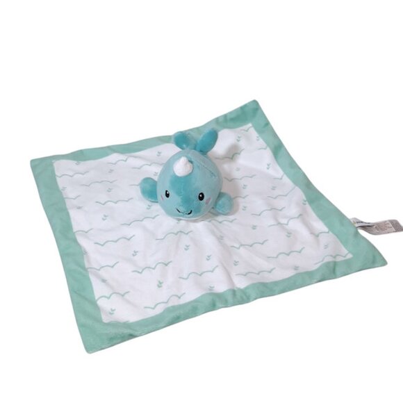 Pearhead Narwhal Whale Baby Security Lovey Blanket 14" X 14" - Picture 3 of 6